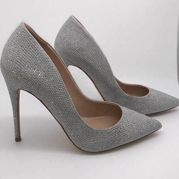 Aldo Shoes - ALDO Sparkling Silver Stiletto Pointed Toe Heels Size 6.5